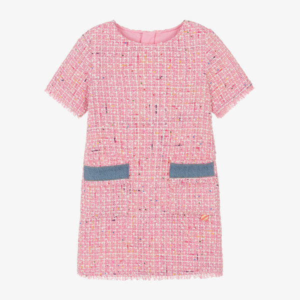 Billieblush - Girls Pink Bouclé Tweed Dress