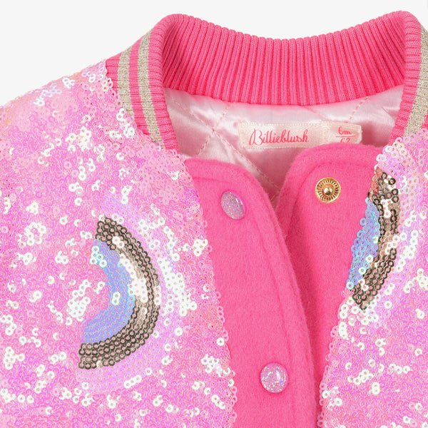 Billieblush - Baby Girls Pink Wool & Sequin Rainbow Jacket