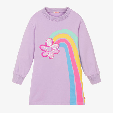 Billieblush - Girls Purple Flower Sweatshirt Dress