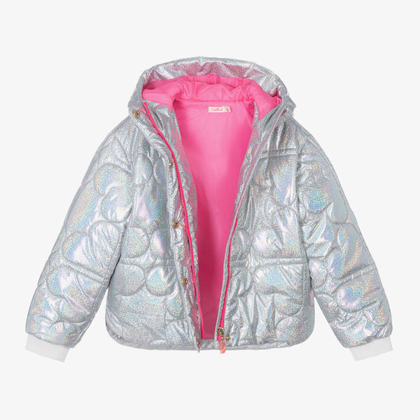 Billieblush - Girls Silver Iridescent Puffer Jacket