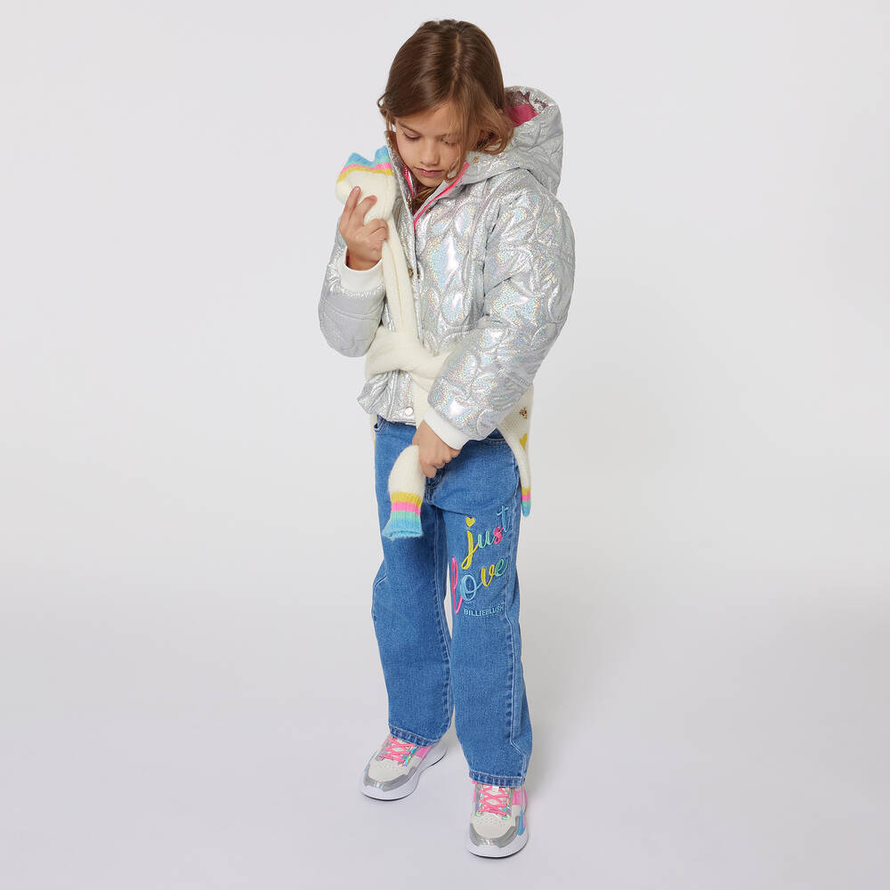 Girls silver puffer jacket on sale