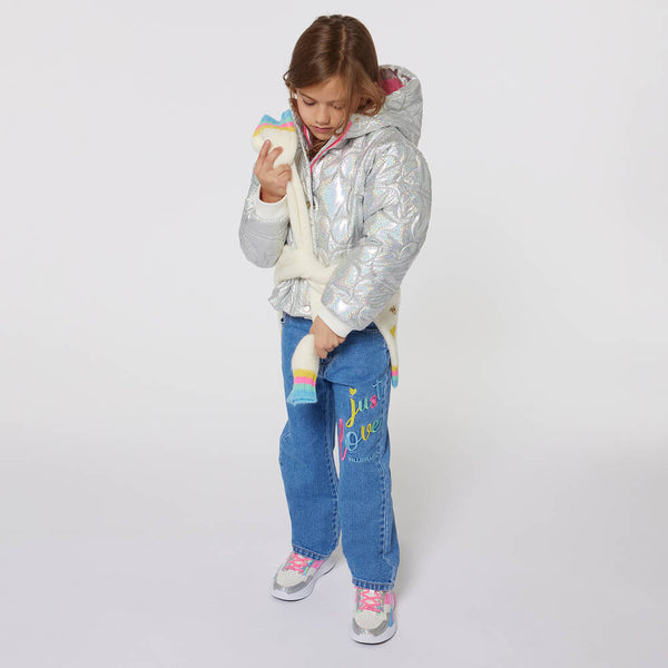 Billieblush - Girls Silver Iridescent Puffer Jacket