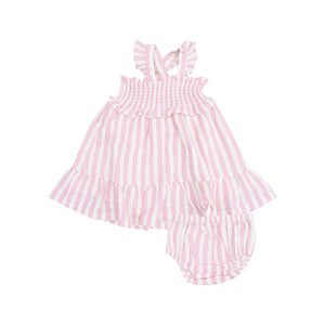 Angel Dear - Candy Stripe Smocked Ruffle Sundress & Diaper Cover