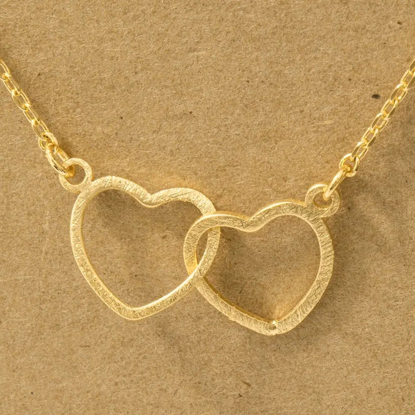 Fame Accessories - Gold Dipped Heart Link Charm Necklace