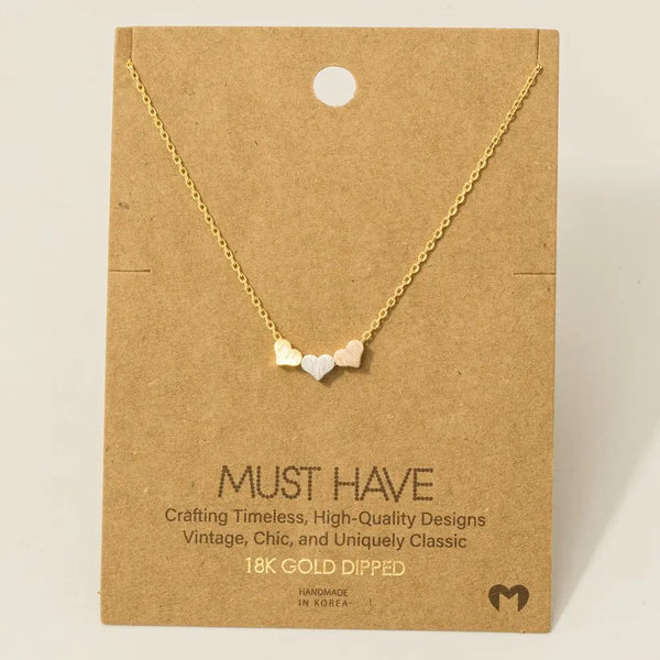 Fame Accessories - Gold Dipped Heart Hoop Pendant Necklace