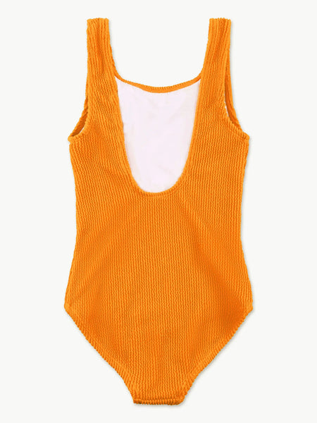 Limeapple - Elettra Neon Orange Crinkle Swimsuit