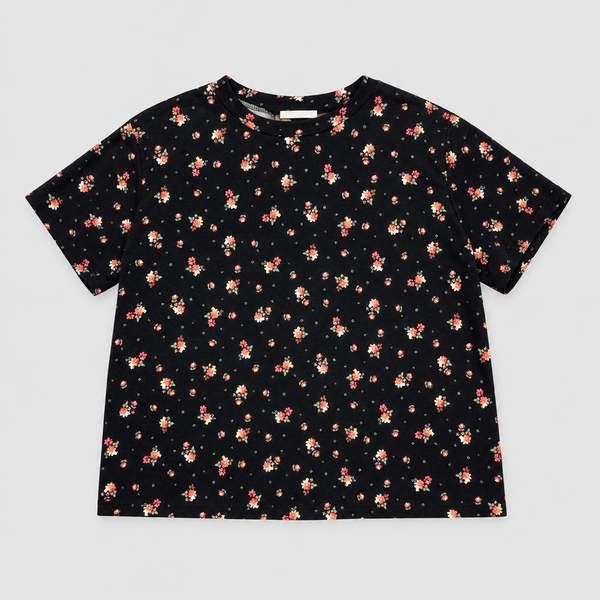 Tweenstyle - Black Floral Boxy Tee