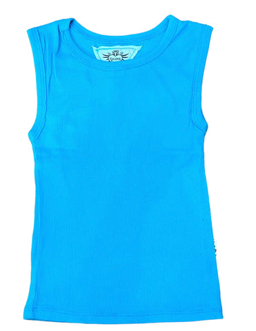T2Love - Fitted Crew Tank - Neon Blue