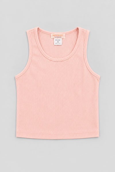 Tweenstyle by Stoopher - Cropped Rib Tank - Peach