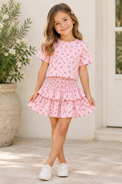 Tweenstyle - Blush Floral Boxy Tee