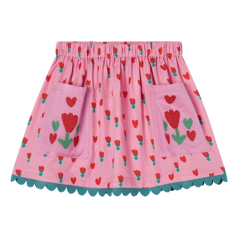 Stella McCartney Kids - Tulip and Heart Embroidered Skirt