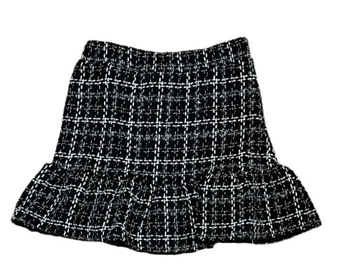Little Olin - Black/Silver Tweed Ruffle Skirt
