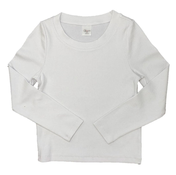 Suzette - Long Sleeve Ribbed Top-White