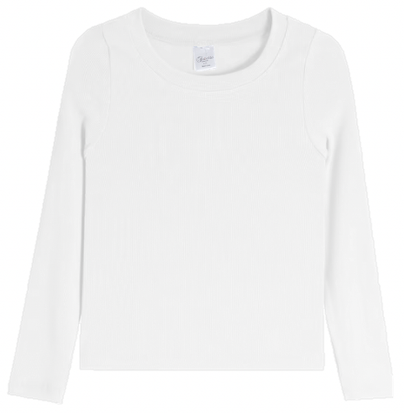 Suzette - Long Sleeve Ribbed Top-White