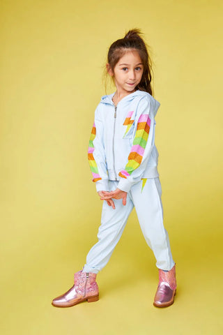 Mini Dreamers - Miley Crystal Bolt Zip Up Hoodie And Sweatpants Set