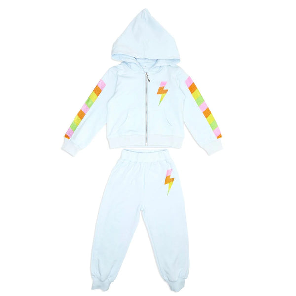Mini Dreamers - Miley Crystal Bolt Zip Up Hoodie And Sweatpants Set