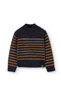 Boboli - Lurex Sweater - Navy/Bronze Stripe