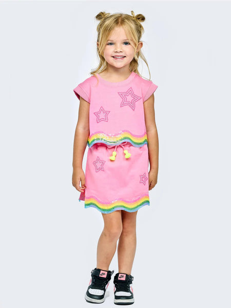 Baby Sara - Stars & Sequin Wavy Trim Skirt