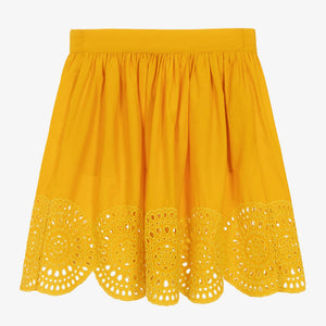 Stella McCartney - Yellow Poplin Skirt with Embroidered Hem