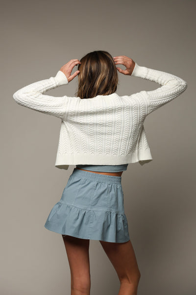 Tenly - Cable Knit Cardigan - Cream