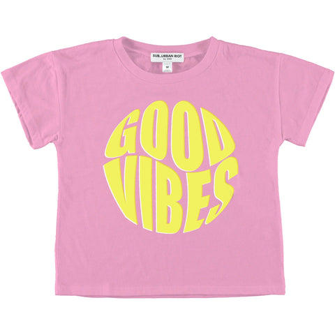 Suburban Riot - Good Vibes - Pink Crop Tee