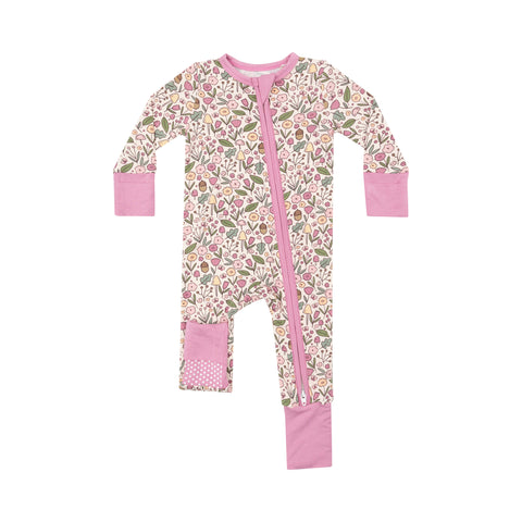 Angel Dear - Acorn Floral - 2 Way Zipper Romper