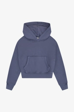 Tenly - COTTON FLEECE CROPPED KANGAROO POCKET HOODIE