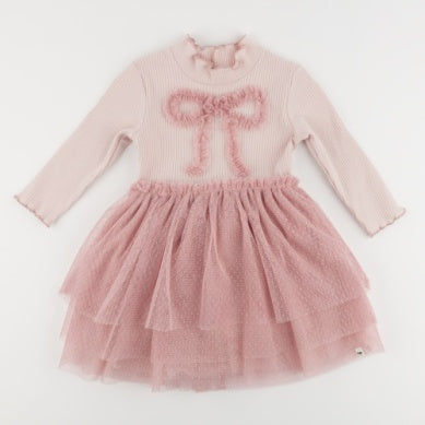 Oh Baby - RUFFLE BOW RIB LS ARIA TUTU DRESS