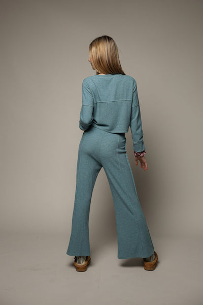 Tenly - HACCI RIB: EXPOSED SEAM PANT - Heather Glacier