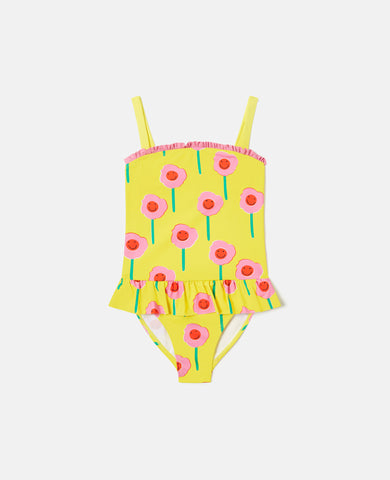 Stella McCartney Kids - Graphic Flower Print Frill Swimsuit
