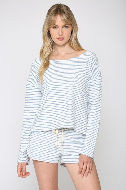 Fate - STRIPE TERRY LOUNGEWEAR TOP – Stoopher & Boots