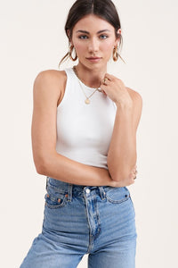 Mimosa - Ivory Ribbed Crop Tank