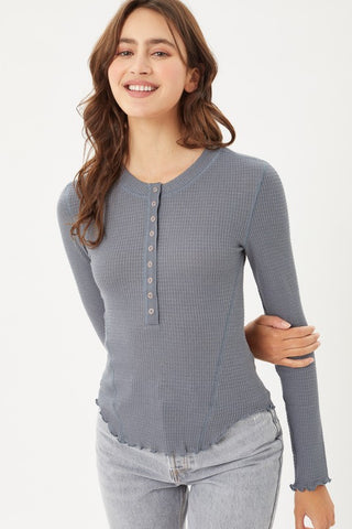 Love Tree - Steel Blue Botton Front Thermal