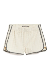 Tractr - EMBOSSED HOUNDSTOOTH FRENCH TERRY SHORT - WHITE