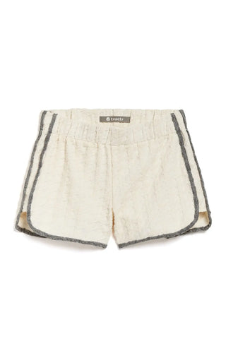 Tractr - EMBOSSED HOUNDSTOOTH FRENCH TERRY SHORT - WHITE