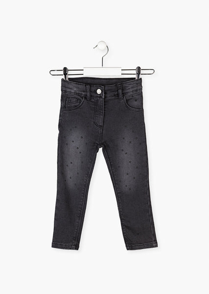Losan - Black Star Print Denim Pants