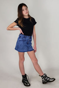 Tractr - BUTTON UP FRONT FRAY HEM MINI SKIRT
