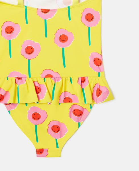Stella McCartney Kids - Graphic Flower Print Frill Swimsuit