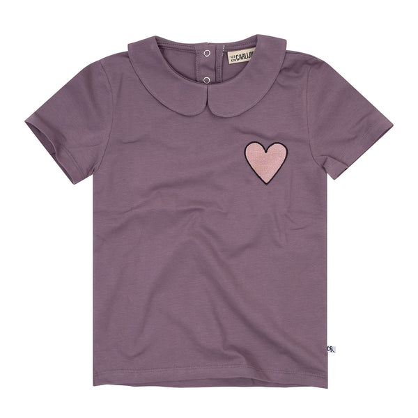 Carlijnq - Collared Tshirt with Heart Embroidery