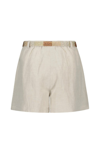 Nono - Linen Shorts with Belt - Natural