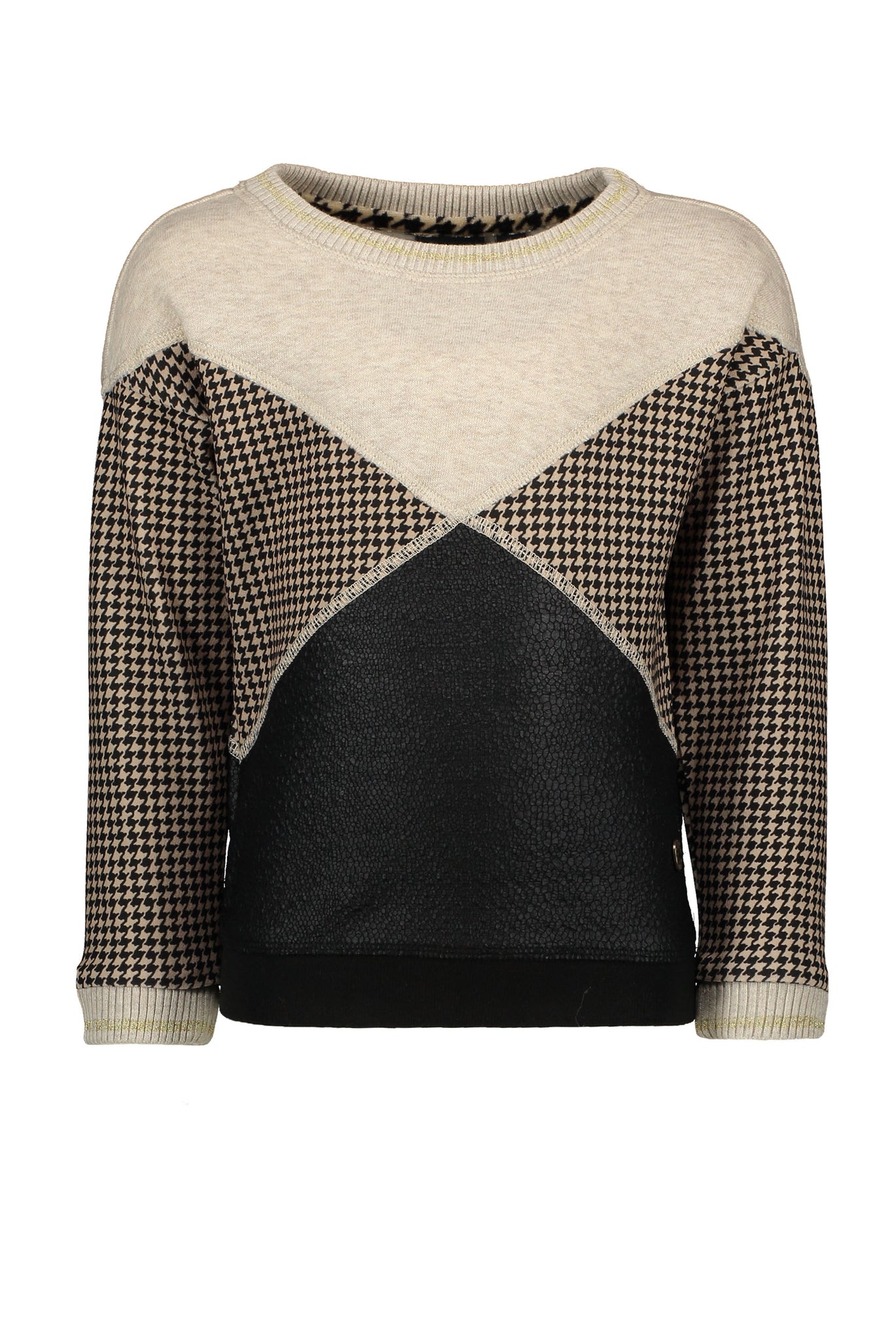 FLO Girls Houndstooth Colorblock Sweater