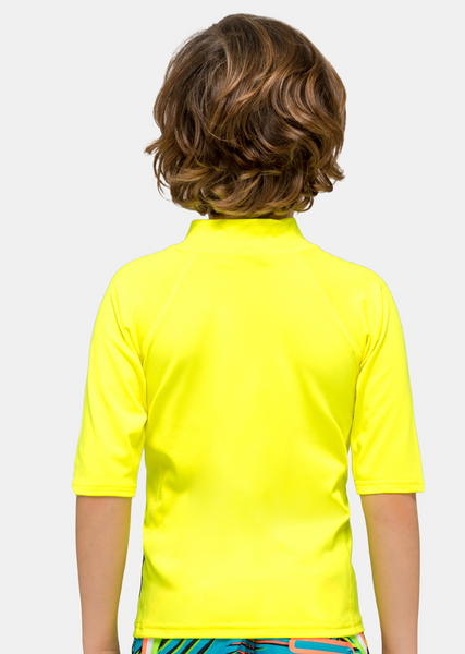 SUNDEK UPF 50+ CREW NECK RASH GUARD - Neon Yellow