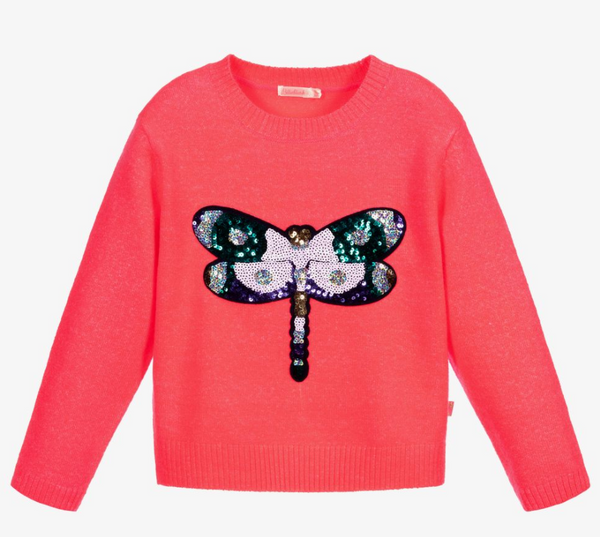 Billieblush Apparel - Pink Butterfly Sequin Sweater