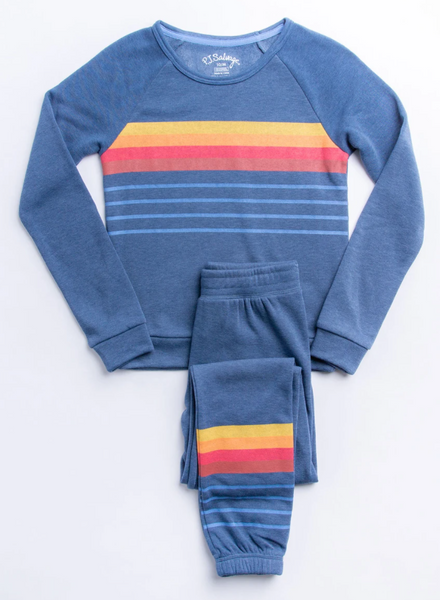 PJ Salvage Kids Navy Multi Stripe Lounge Set Stoopher Boots