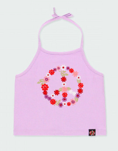 Boboli - Pink Halter Top with Peace Design