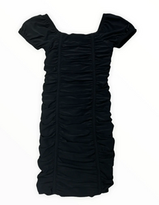 Cheryl Creations - Short Sleeve Ruched Side Dress - Black