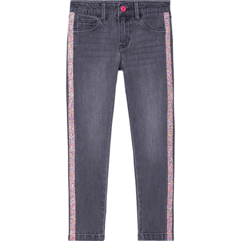 Billieblush Apparel - Grey Glitter Stripe Jeans