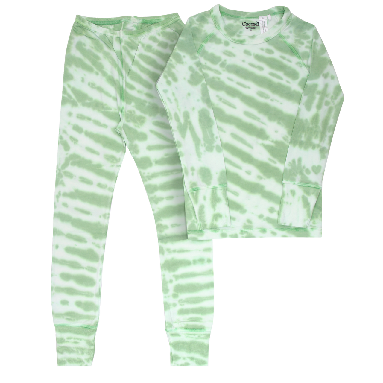 Coccoli - Tencel Jersey Pajamas in Green Tie-Dye