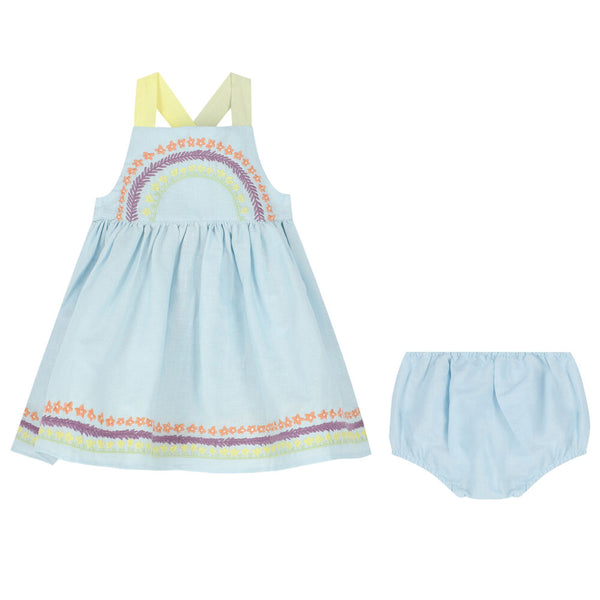 Stella McCartney Kids - Younger Girls Blue Embroidered Dress Set