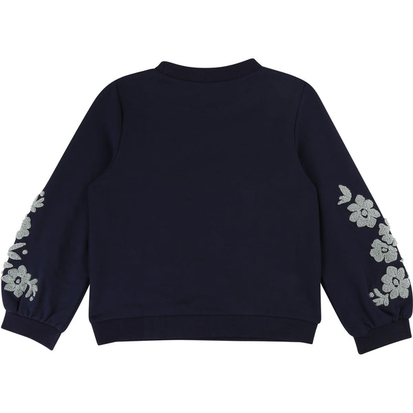CARREMENT BEAU Girls Sweatshirt with Floral Sleeves